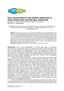 Cyst Accumulation in the Bottom Sediments in Inner Ambon Bay and Kao Bay, Indonesia Frederika S
