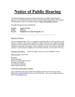 Notice of Public Hearing