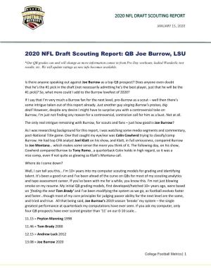 2020 NFL Draft Scouting Report: QB Joe Burrow, LSU