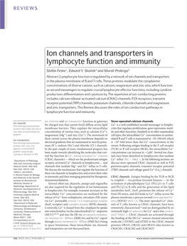 Ion Channels and Transporters in Lymphocyte Function and Immunity