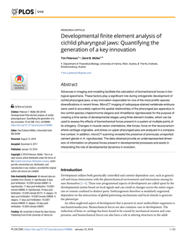 Developmental Finite Element Analysis of Cichlid Pharyngeal Jaws: Quantifying the Generation of a Key Innovation