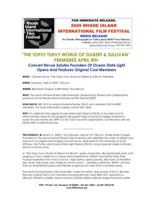 “The Topsy Turvy World of Gilbert & Sullivan