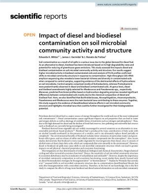 Impact of Diesel and Biodiesel Contamination on Soil Microbial Community Activity and Structure Eduardo K