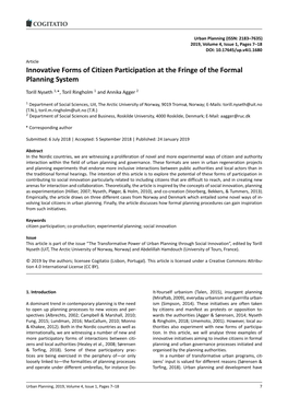 Innovative Forms of Citizen Participation at the Fringe of the Formal Planning System