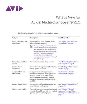 What's New for Avid® Media Composer® V5.0