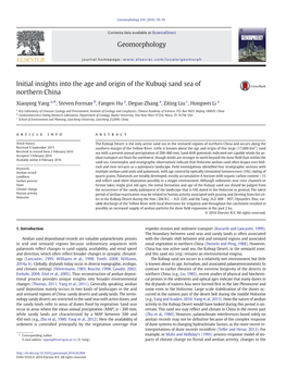 Initial Insights Into the Age and Origin of the Kubuqi Sand Sea of Northern China