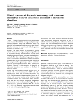 Clinical Relevance of Diagnostic Hysteroscopy with Concurrent Endometrial Biopsy in the Accurate Assessment of Intrauterine Alterations