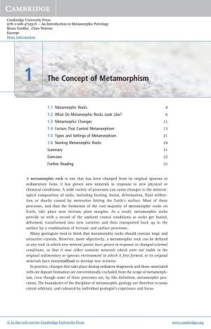 1 the Concept of Metamorphism
