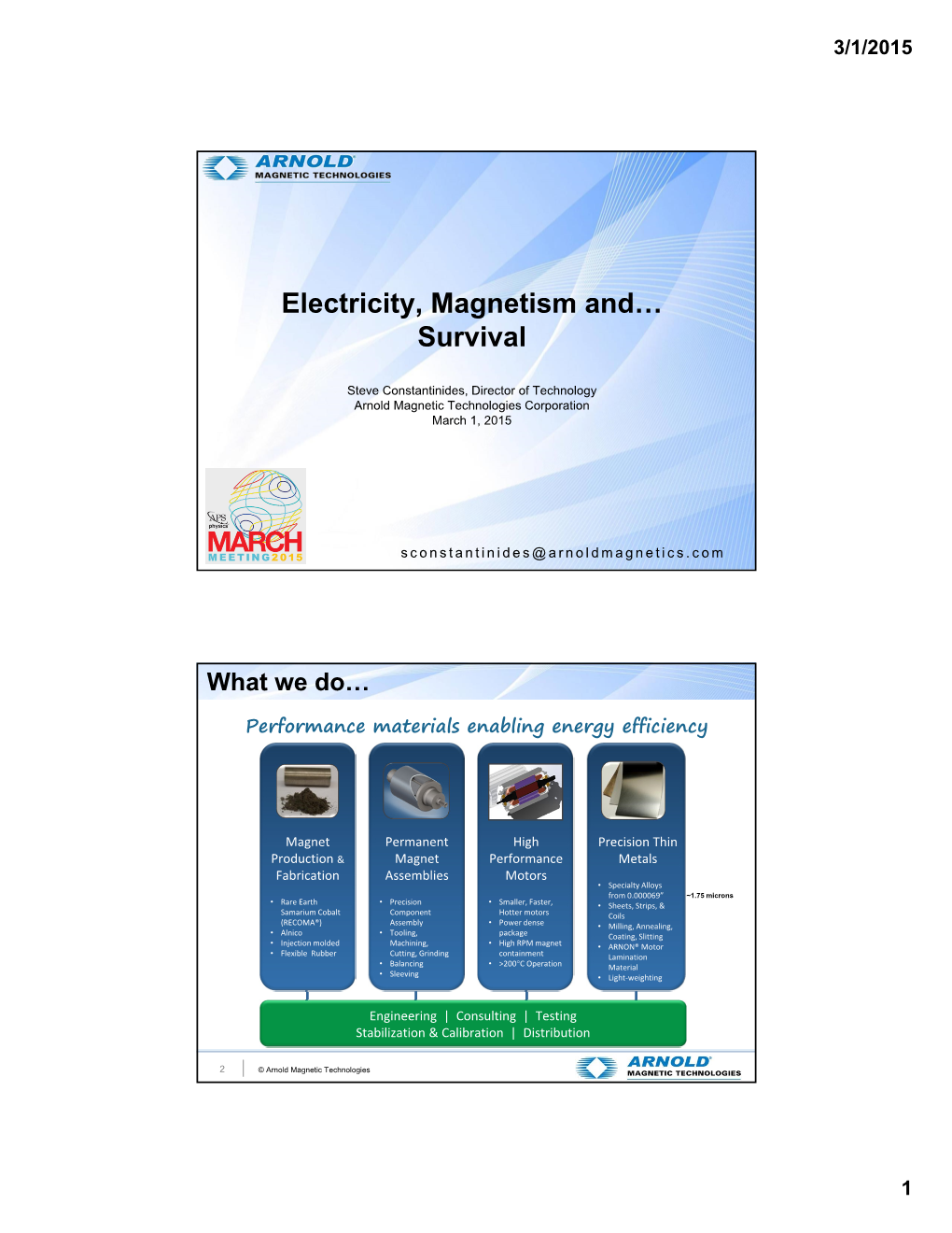 Title Here Electricity, Magnetism And… Survival