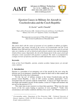 Ejection Causes in Military Jet Aircraft in Czechoslovakia and the Czech Republic