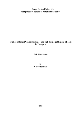 And Tick-Borne Pathogens of Dogs in Hungary