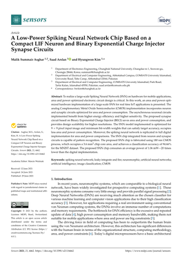 A Low-Power Spiking Neural Network Chip Based on a Compact LIF Neuron and Binary Exponential Charge Injector Synapse Circuits