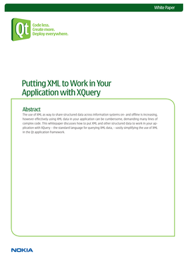Putting XML to Work in Your Application with Xquery