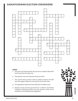 Saskatchewan Election Crossword