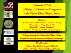 December 2015 Holidays / Celebrations Recognition in the United States Virgin Islands
