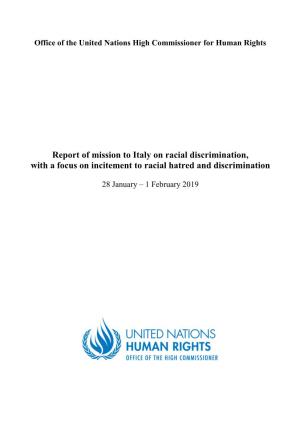 Report of Mission to Italy on Racial Discrimination, with a Focus on Incitement to Racial Hatred and Discrimination