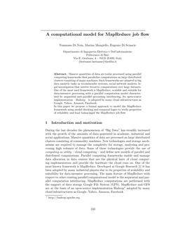 A Computational Model for Mapreduce Job Flow