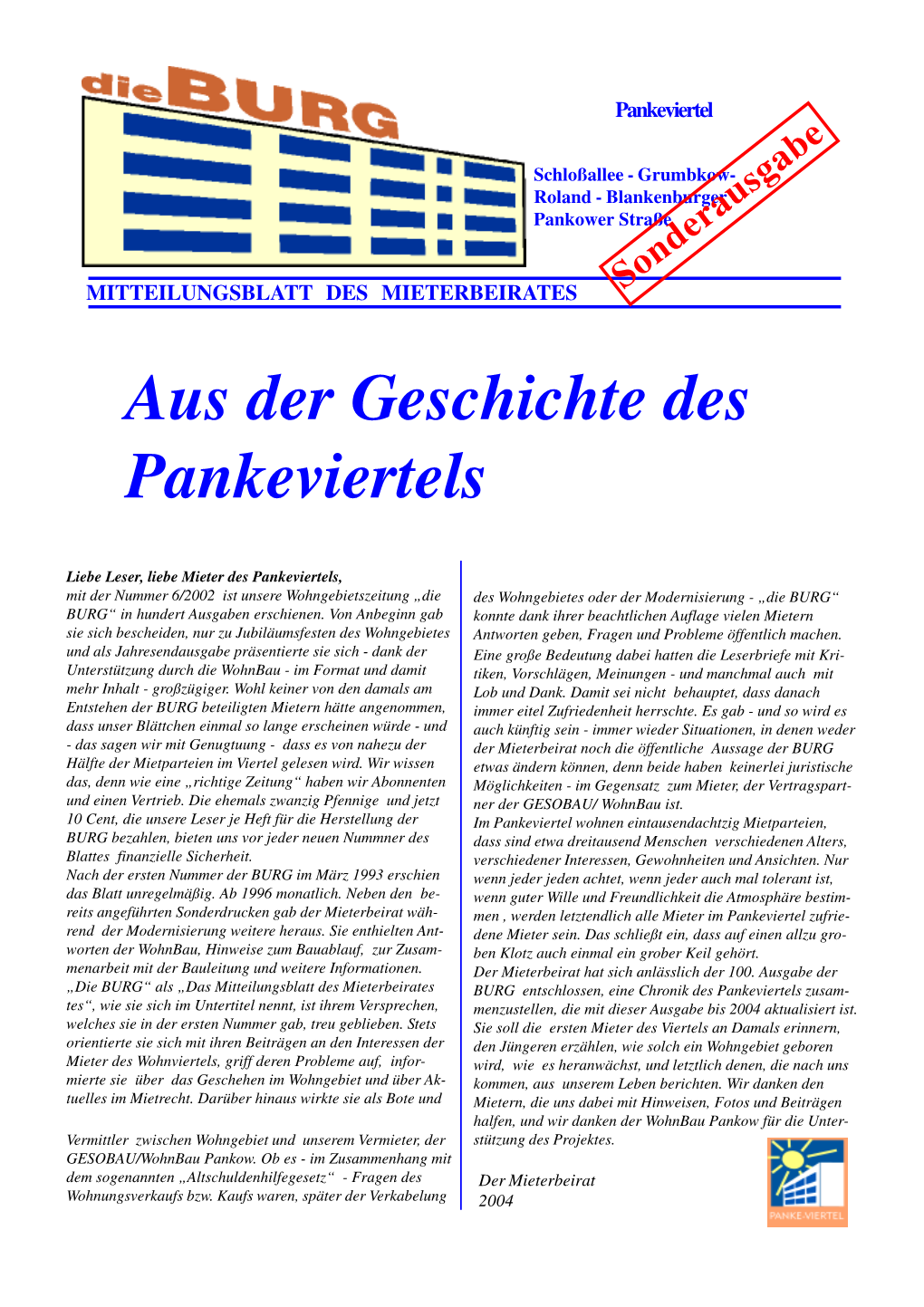 Aus Der Geschichte Des Pankeviertels