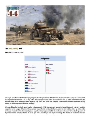 THE ANGLO-IRAQI WAR Belligerents