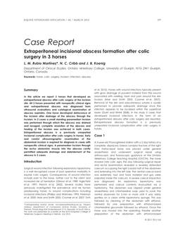 Case Report Extraperitoneal Incisional Abscess Formation After Colic Surgery in 3 Horses L