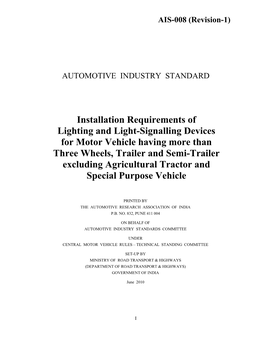Installation Requirements of Lighting and Light-Signalling Devices For