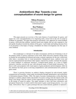 Towards a New Conceptualization of Sound Design for Games
