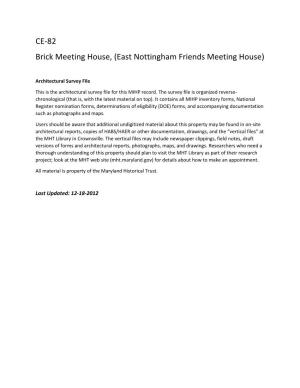 CE-82 Brick Meeting House, (East Nottingham Friends Meeting House)