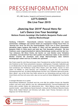 LET's DANCE Die Live-Tour 2019