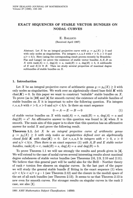 Exact Sequences of Stable Vector Bundles on Nodal Curves