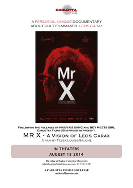 MR X - a Vision of Leos Carax a Film by Tessa Louise-Salomé