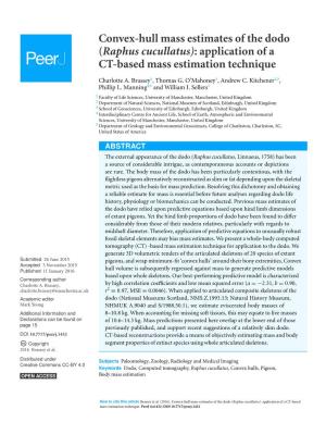 Raphus Cucullatus): Application of a CT-Based Mass Estimation Technique