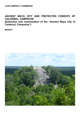 Extension and Renomination of the “Ancient Maya City of Calakmul, Campeche”)