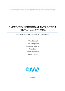 EXPEDITION PROGRAM ANTARCTICA (ANT – Land 2018/19)