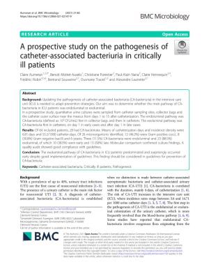 A Prospective Study on the Pathogenesis of Catheter