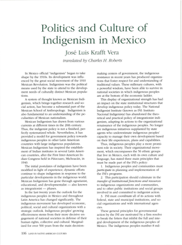 Politics and Culture of Indigenism in Mexico Jose Luis Krafft Vera Translated by Charles H