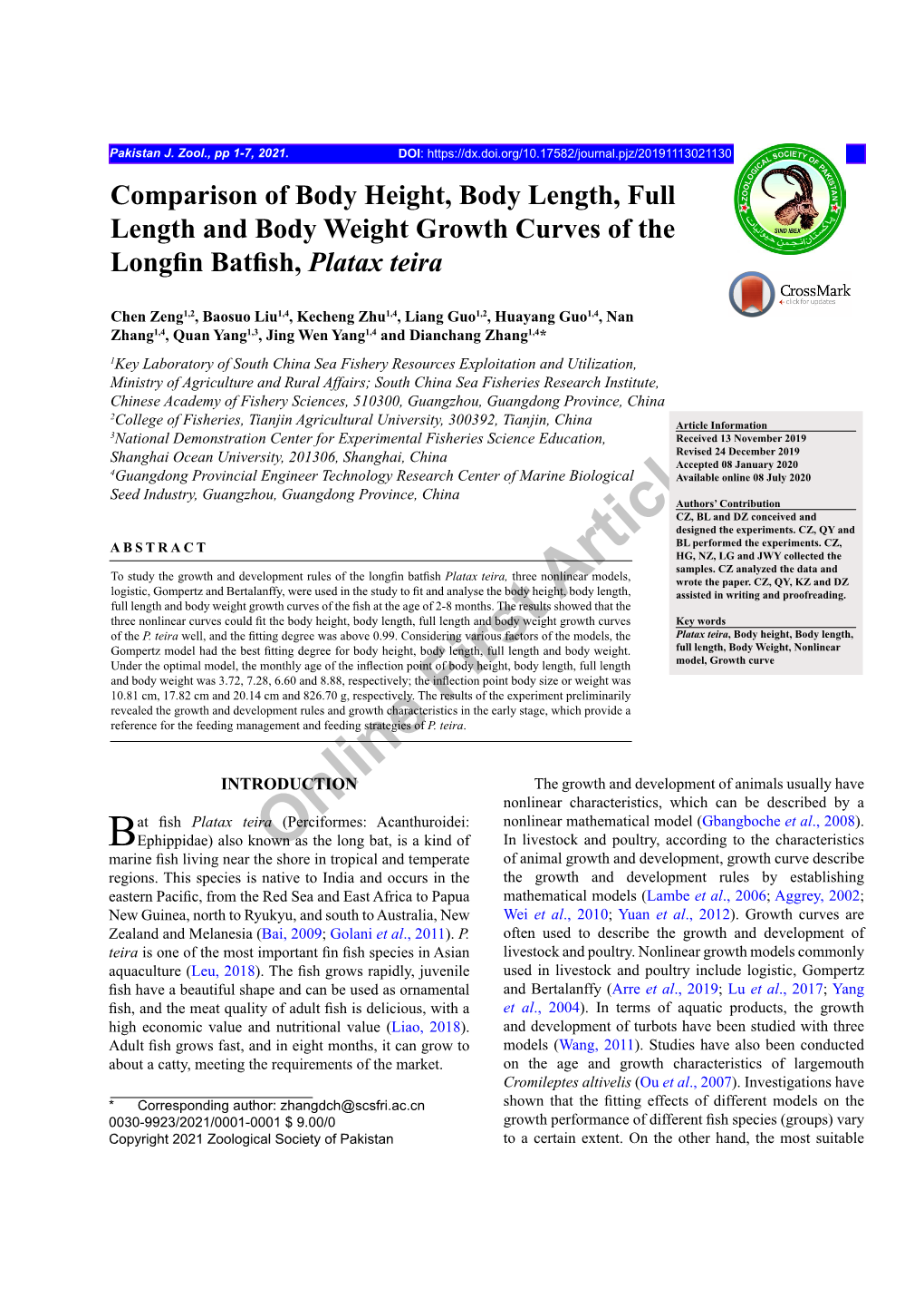 Online First Article Comparison of Body Height