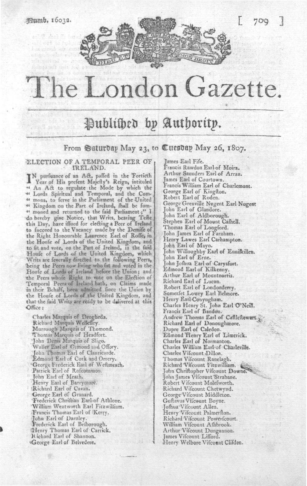 The London Gazette. Istiblttyrt Bp Authority