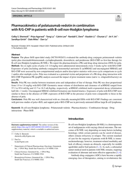 Pharmacokinetics of Polatuzumab Vedotin in Combination with R/G‑CHP in Patients with B‑Cell Non‑Hodgkin Lymphoma