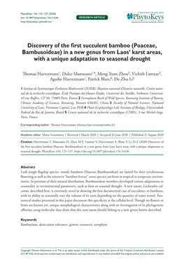 Poaceae, Bambusoideae) in a New Genus from Laos’ Karst Areas, with a Unique Adaptation to Seasonal Drought