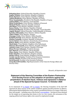 Statement of the Steering Committee of the Eastern Partnership Civil