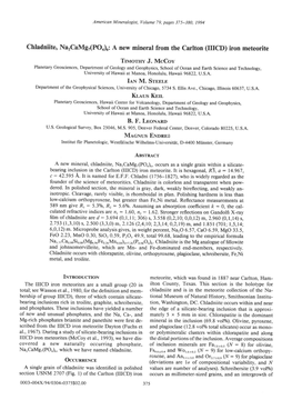 Chladniite, Narcamgr(Poo)U: a New Mineral from the Carlton (IIICD) Iron Meteorite