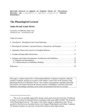 The Phonological Lexicon1