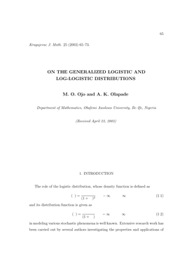 On the Generalized Logistic and Log-Logistic Distributions