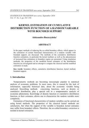 Kernel Estimation of Cumulative Distribution Function of a Random Variable with Bounded Support