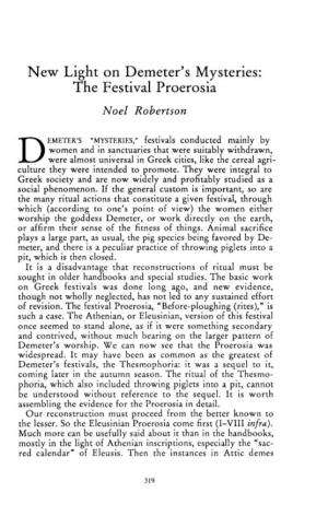 The Festival Proerosia Robertson, Noel Greek, Roman and Byzantine Studies; Winter 1996; 37, 4; Proquest Pg