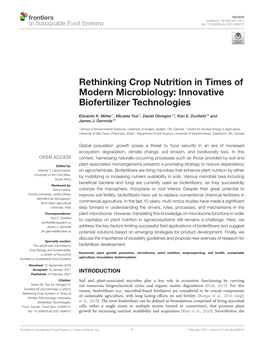 Rethinking Crop Nutrition in Times of Modern Microbiology: Innovative Biofertilizer Technologies