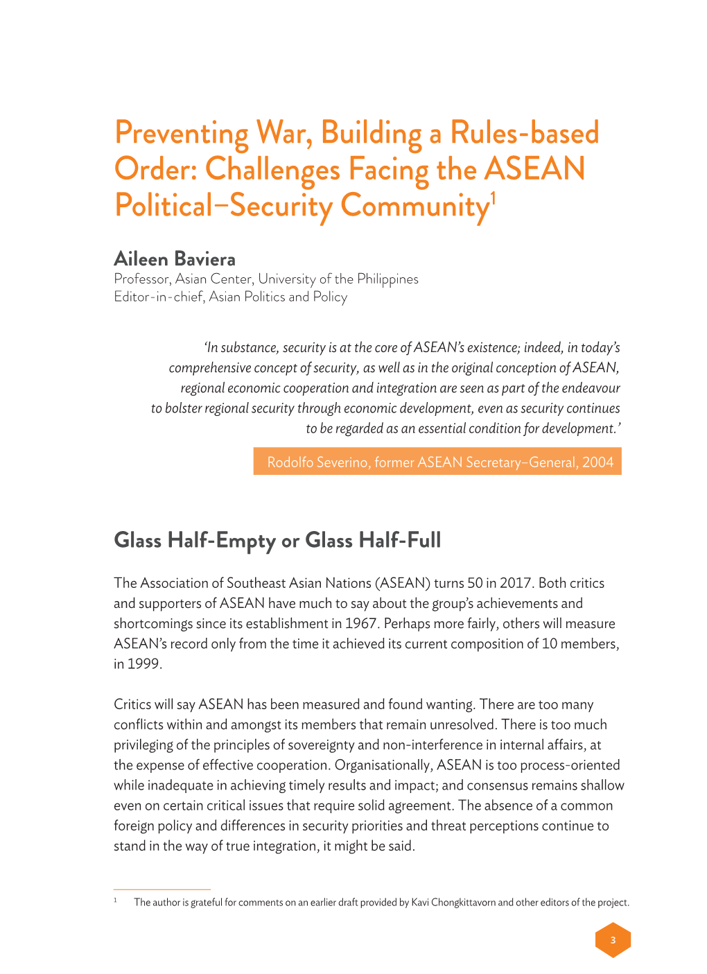 Challenges Facing the ASEAN Political–Security Community1