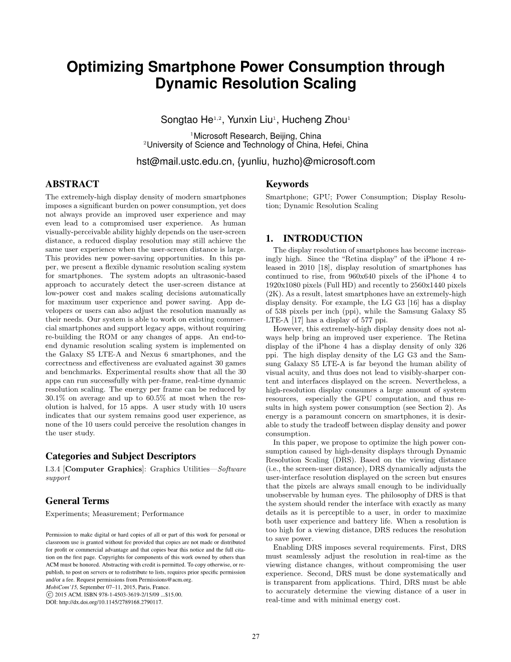 Optimizing Smartphone Power Consumption Through Dynamic Resolution Scaling