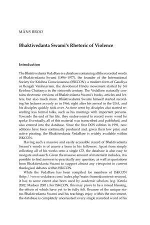 Bhaktivedanta Swami's Rhetoric of Violence