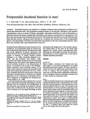 Postprandial Duodenal Function in Man'